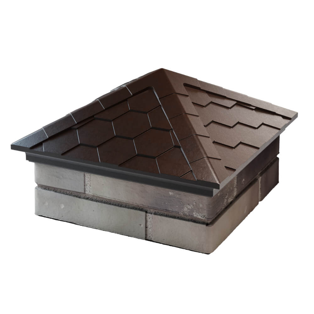 Колпак Zking Эверест Коричневый на столб 1.5х1.5 кирпича (390х390мм) в Твери фото
